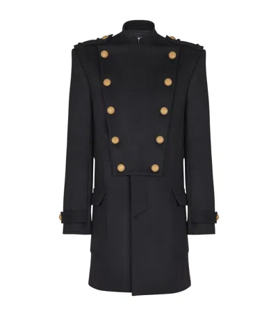 Balmain Wool And Cashmere Coat With Detachable Bib Front
