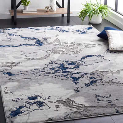 Safavieh Craft Machine Made Area Rug, Grey / Blue Contemporary Style Easy Care In Gray