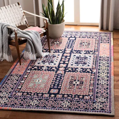 Safavieh Bellagio Hand Made Area Rug, Black / Navy Traditional Style Non-shedding In Multi