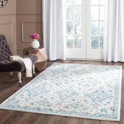 Safavieh Evoke Machine Made Area Rug, Ivory / Light Blue Traditional Style Easy Care In Blue