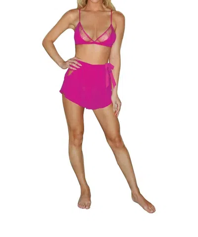 Dreamgirl Shiffon & Lace Pajama Set In Azalea In Pink