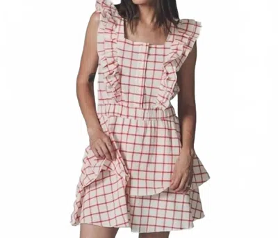 The Shirt Stella Mini Dress In Red Windowpane In Pink
