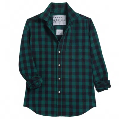 Frank & Eileen Barry Tailored Button Up Flannel Shirt In Green Black Check In Green