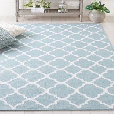 Safavieh Dhurries Hand Made Area Rug, Blue / Ivory Contemporary Style Non Shedding In Blue