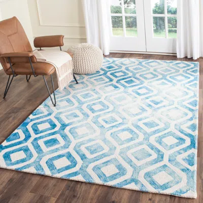 Safavieh Dip Dye Hand Made Area Rug, Ivory / Blue Contemporary Style Non Shedding In Blue