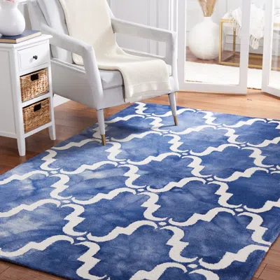 Safavieh Dip Dye Hand Made Area Rug, Navy / Ivory Contemporary Style Non Shedding In Blue