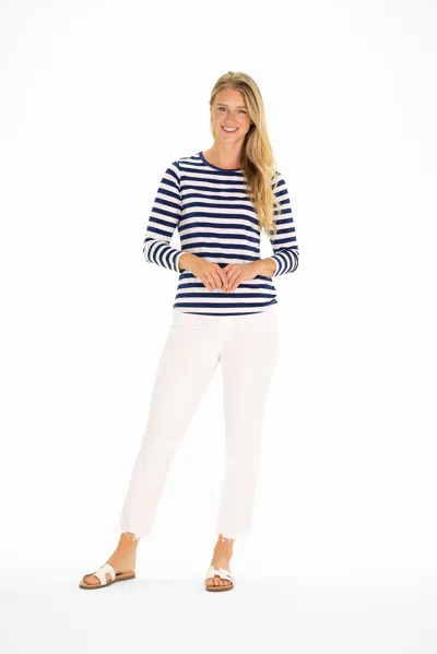 Duffield Lane Sunnie Sun Shirt In Royal Navy & White Stripe In Multi