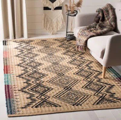 Safavieh Cape Cod Hand Made Area Rug, Natural / Black Bohemian Style Non-shedding