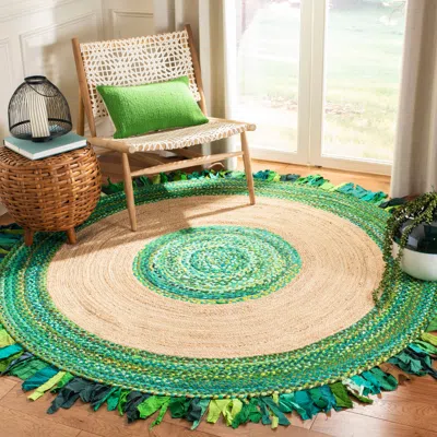 Safavieh Cape Cod Hand Made Area Rug, Green / Natural Bohemian Style Non-shedding In Green