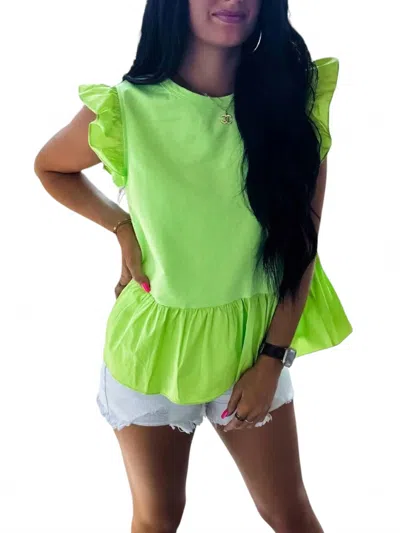 Strut & Bolt True To You Ruffle Sleeve Top In Green In Green