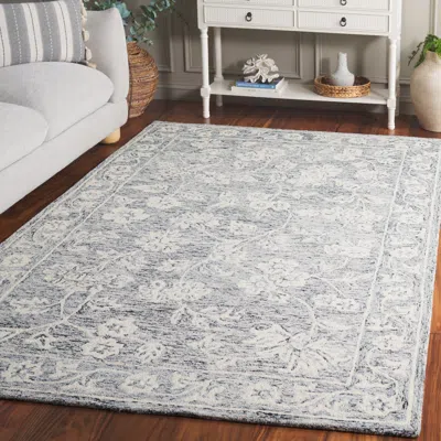 Safavieh Capri Hand Made Area Rug, Blue / Ivory Traditional Style Non-shedding In Gray