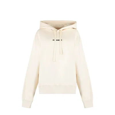 Jil Sander Cotton Hooded Sweatshirt In White