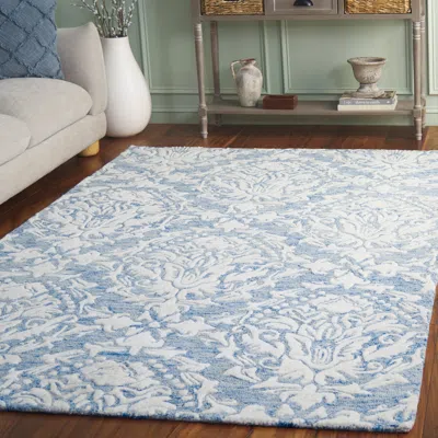 Safavieh Blossom Hand Made Area Rug, Blue / Ivory Traditional Style Non-shedding In Blue
