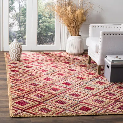 Safavieh Cape Cod Hand Made Area Rug, Natural / Red Bohemian Style Non-shedding In Red