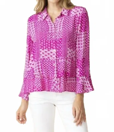 Habitat Patchwork Print Flounce Shirt In Fuchsia  In Pink
