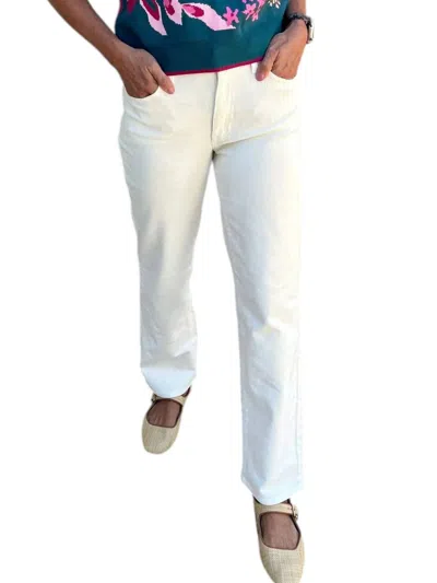 Just Black Denim Landry Corduroy Straight Leg Pants In Cream In White