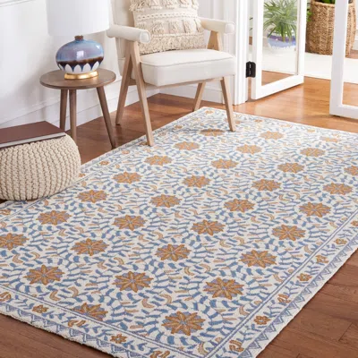 Safavieh Chelsea Hand Made Area Rug, Ivory / Blue Traditional Style Non-shedding In Blue