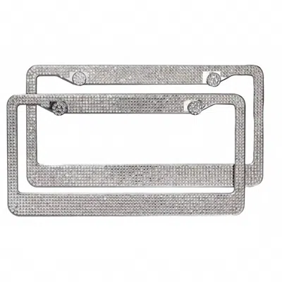 Sparkles Home 2 Set Double Bling Rhinestone License Plate Frames In Silver