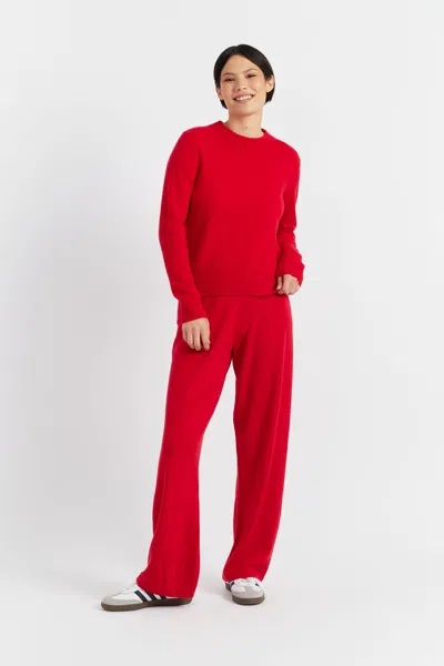 Chinti & Parker Velvet-red Wool-cashmere Wide-leg Track Pants
