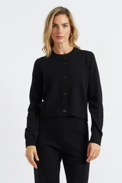 Chinti & Parker Black Wool-cashmere Crew Neck Cardigan