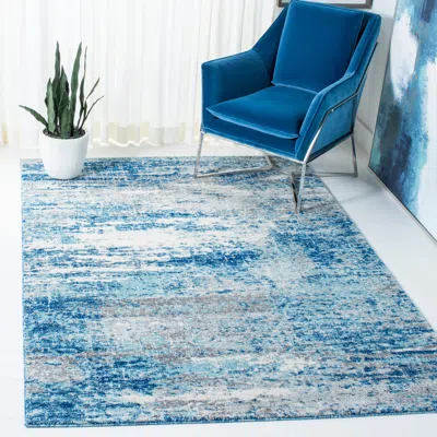 Safavieh Evoke Machine Made Area Rug, Light Blue / Grey Contemporary Style Easy Care In Blue