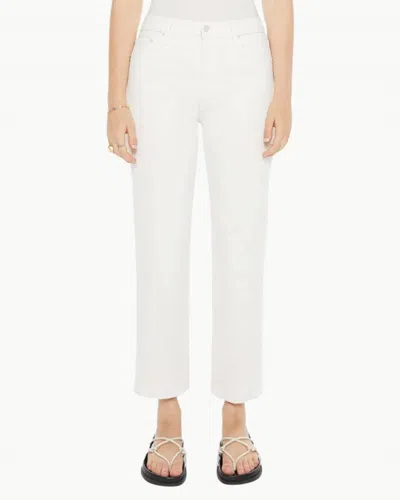 Mother Rambler Zip Ankle High Rise Straight Jeans In Cream Puffs In White