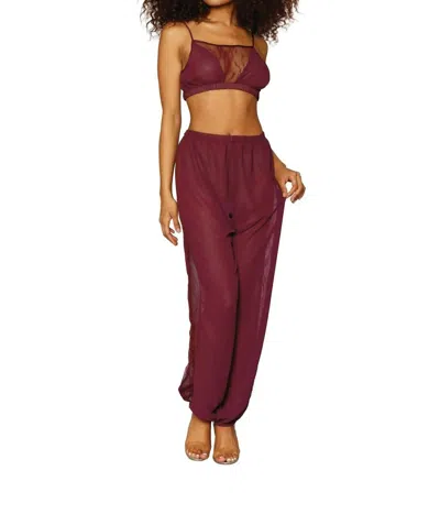 Dreamgirl Chiffon And Lace Pajama Set In Burgundy In Brown