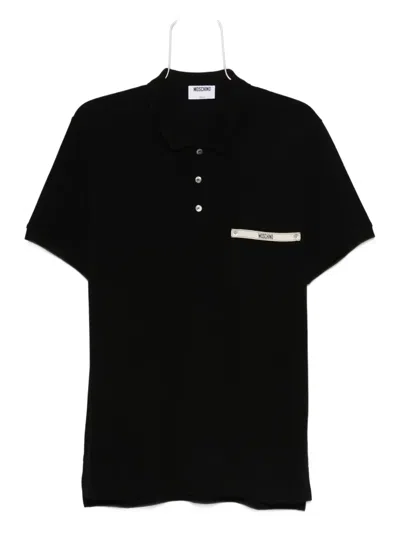 Moschino Logo-print Polo Shirt In Black