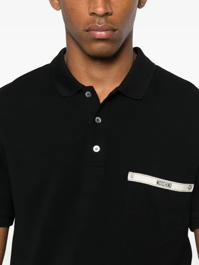 Moschino Logo-print Polo Shirt In Black