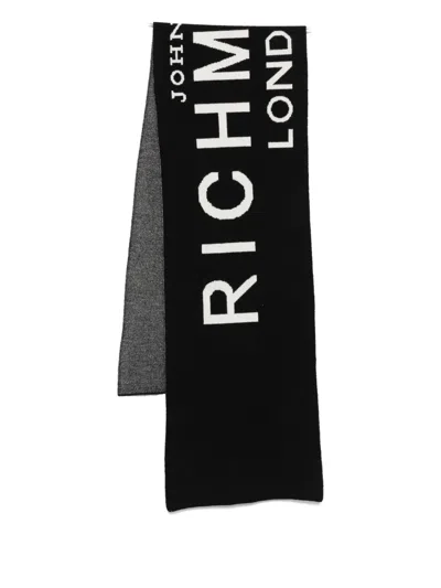 John Richmond Junior Logo-intarsia Scarf In Black