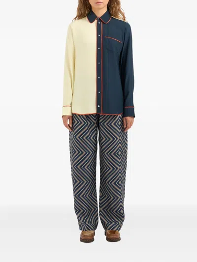 Pierre-louis Mascia Two-tone Piped Shirt In Multi