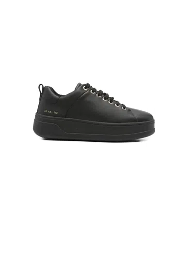 Geox Spherica Ecub Leather Platform Sneakers In Black