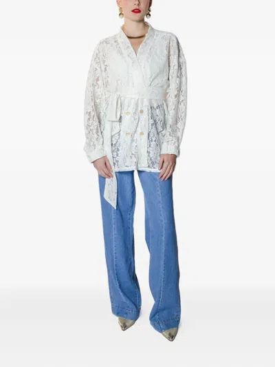 Lethicia Bronstein Lace Belted Double-breasted Jacket
