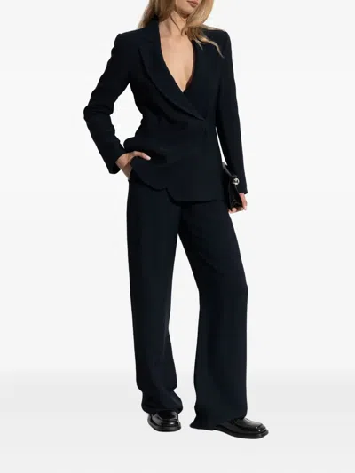 Emporio Armani Long-sleeved Suit Jacket In Blue