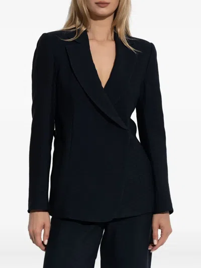 Emporio Armani Long-sleeved Suit Jacket In Blue
