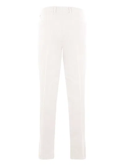 Brunello Cucinelli Leisure Fit Trousers In Garment Dyed Cotton Corduroy With Darts In White