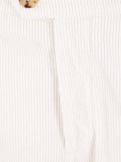 Brunello Cucinelli Leisure Fit Trousers In Garment Dyed Cotton Corduroy With Darts In White
