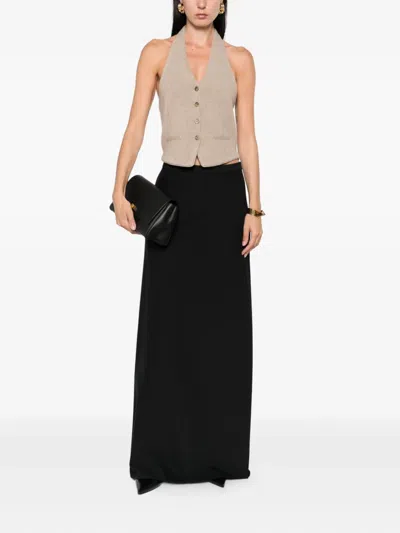 Max Mara High-waisted Flared Skirt With Smooth Finish In Black