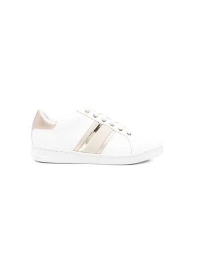 Geox Jaysen Leather Panelled Lace-up Sneakers In White