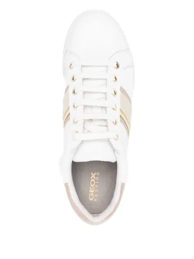 Geox Jaysen Leather Panelled Lace-up Sneakers In White