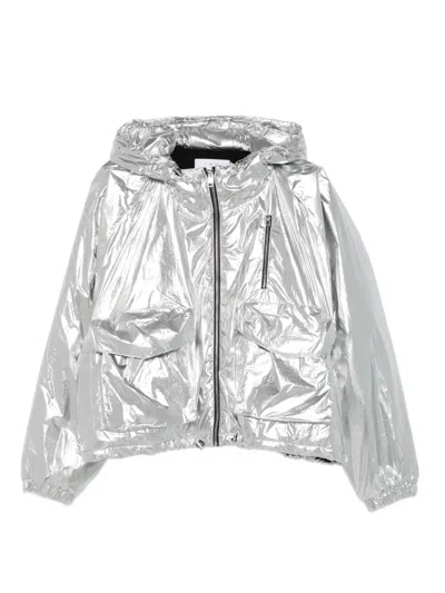 Iro Hooded Jacket With Elasticated Cuffs And Hem In Silver