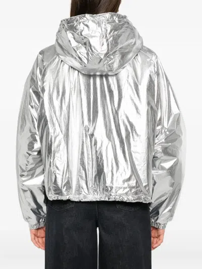 Iro Hooded Jacket With Elasticated Cuffs And Hem In Silver