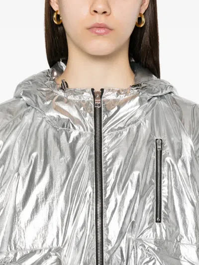 Iro Hooded Jacket With Elasticated Cuffs And Hem In Silver