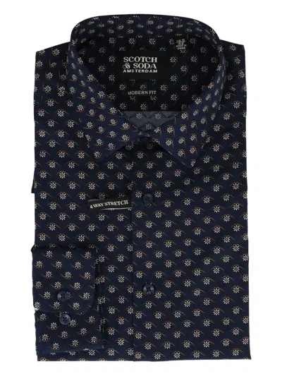 Scotch & Soda Floral-print Shirt In Black