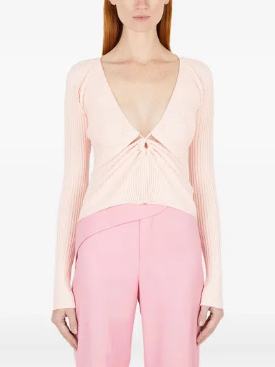 Wynn Hamlyn Ruched-panel V-neck T-shirt In White