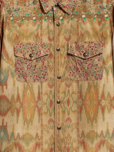 Pierre-louis Mascia Integmos Embroidered Patterned Shirt In Black
