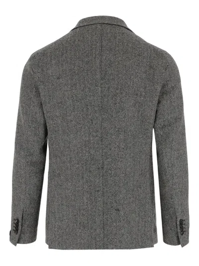 Tagliatore Dark Grey Tweed Single-breasted Blazer In Gray