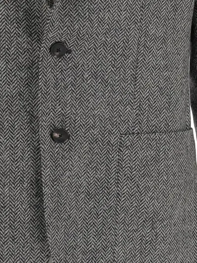 Tagliatore Dark Grey Tweed Single-breasted Blazer In Gray