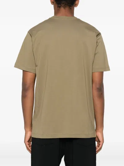 Moschino Cotton T-shirt With Contrasting Embroidered Logo In Brown