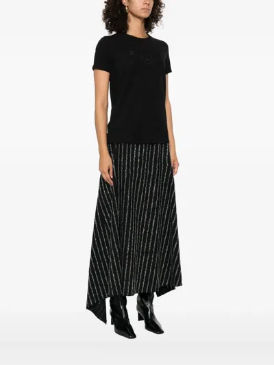 Elisabetta Franchi Logo-embroidered T-shirt In Black